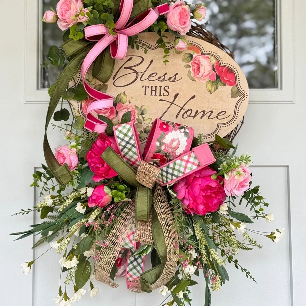 Bless This Home Floral Wreath